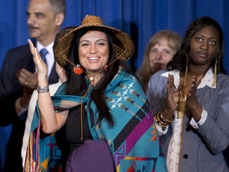 Deborah Parker, vice chair of the Tulalip Tribes of Washington state, reacts to President Barack Obama signing the Violence Against Women Act in 2013 in Washington. Deborah Parker, vice chair of the Tulalip Tribes of Washington state, reacts to President Barack Obama signing the Violence Against Women Act in 2013 in Washington.
