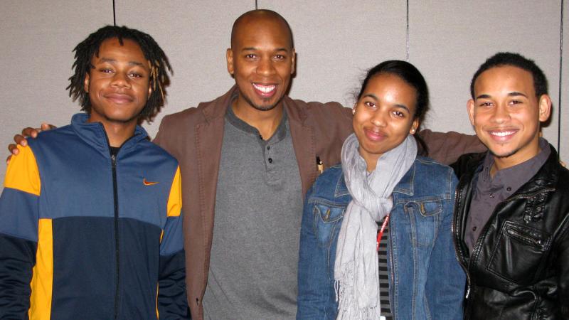Branndin Laramore (from left), Brian Weddington, Lia Miller and Ernesto Moreta pose after a recent rehearsal for the Chicago finals of the August Wilson Monologue Competition. Branndin Laramore (from left), Brian Weddington, Lia Miller and Ernesto Moreta pose after a recent rehearsal for the Chicago finals of the August Wilson Monologue Competition.