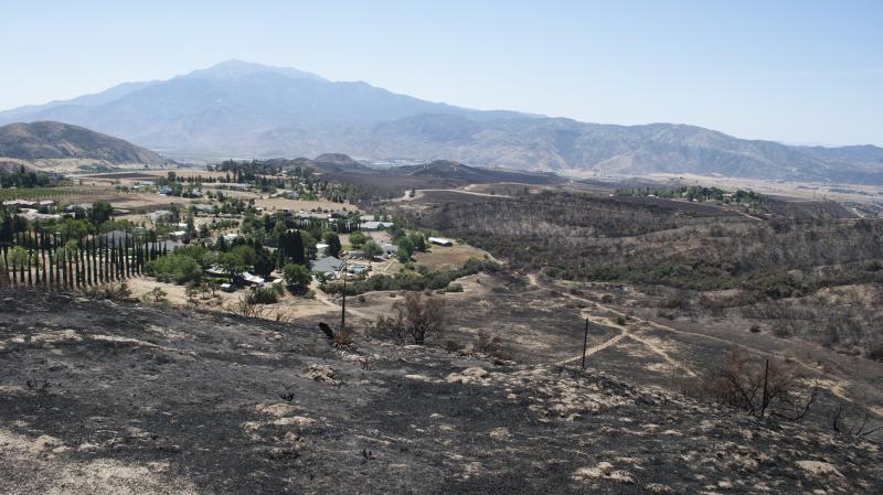 The Summit Fire burned hot and fast up the Banning Pass area, near Beaumont, Calif., on May 1, leaving a moonscape in its wake. Houses that had cleared brush and wood from around their property were left unscathed. The Summit Fire burned hot and fast up the Banning Pass area, near Beaumont, Calif., on May 1, leaving a moonscape in its wake. Houses that had cleared brush and wood from around their property were left unscathed.