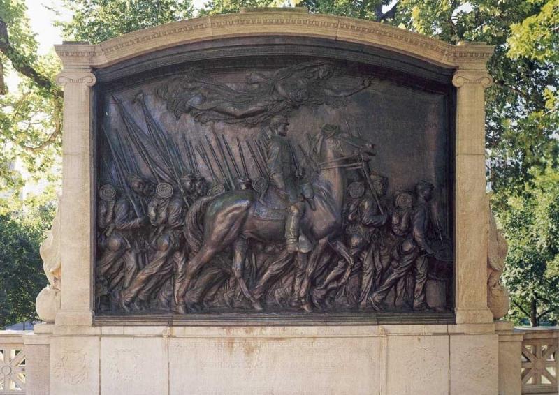 Boston's Shaw Memorial sits at the corner of Beacon and Park Streets. Boston's Shaw Memorial sits at the corner of Beacon and Park Streets.