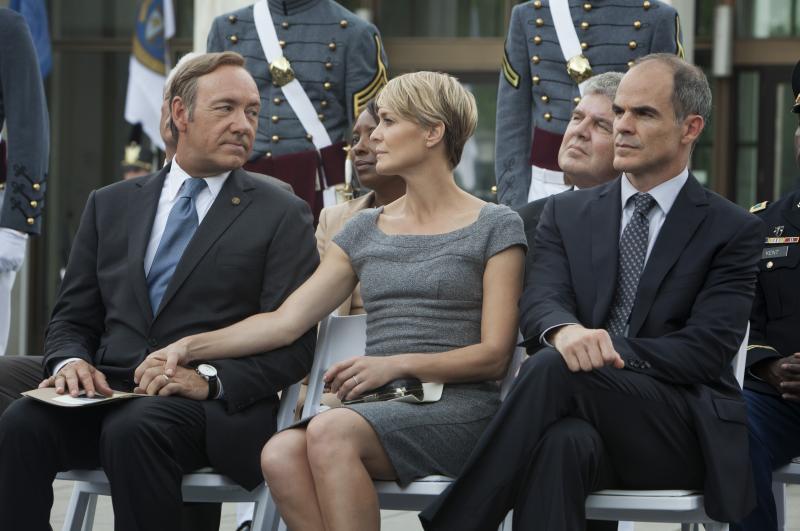 Kevin Spacey and Robin Wright star in the new Netflix original series House of Cards, which premieres Feb. 1. Kevin Spacey and Robin Wright star in the new Netflix original series House of Cards, which premieres Feb. 1.