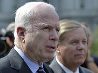 Sen. John McCain, R-Ariz., and Sen. Lindsey Graham, R-S.C., met with President Obama on Sunday at the White House. Sen. John McCain, R-Ariz., and Sen. Lindsey Graham, R-S.C., met with President Obama on Sunday at the White House.