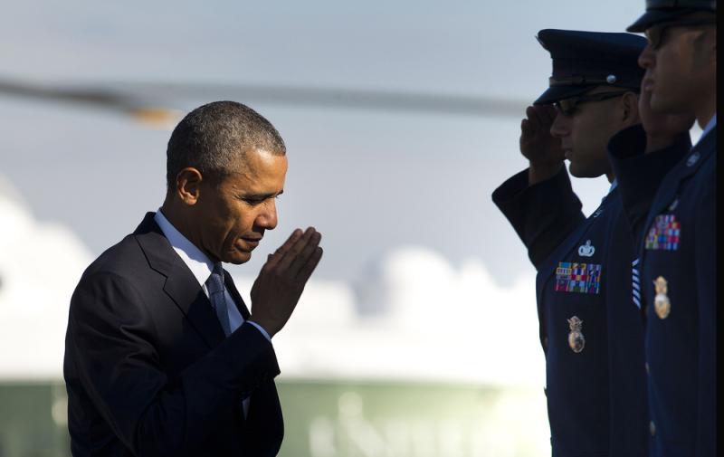 President Obama salutes prior to boarding Air Force One last Friday. The president entered office saying he would end the U.S. role in the Iraq and Afghan wars. But U.S. forces were sent back to Iraq last year and he announced Thursday that 5,500 American President Obama salutes prior to boarding Air Force One last Friday. The president entered office saying he would end the U.S. role in the Iraq and Afghan wars. But U.S. forces were sent back to Iraq last year and he announced Thursday that 5,500 American