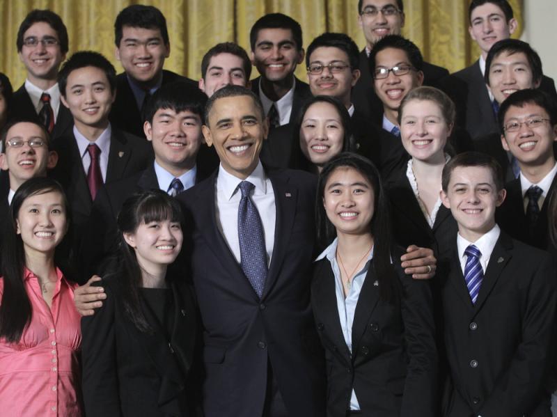 President Obama meets with student finalists of the Intel Science Talent Search 2011 competition in the East Room of the White House. President Obama meets with student finalists of the Intel Science Talent Search 2011 competition in the East Room of the White House.