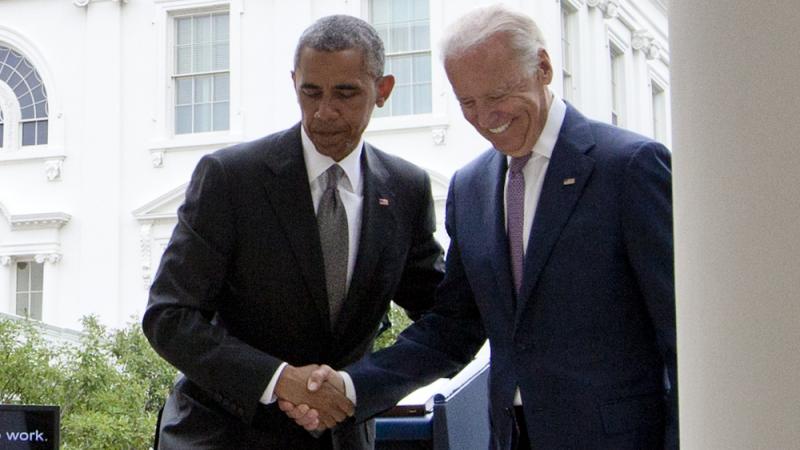 President Obama and Vice President Biden shake hands after the president spoke in the White House's Rose Garden Thursday about the Supreme Court decision in favor of Obamacare. President Obama and Vice President Biden shake hands after the president spoke in the White House's Rose Garden Thursday about the Supreme Court decision in favor of Obamacare.