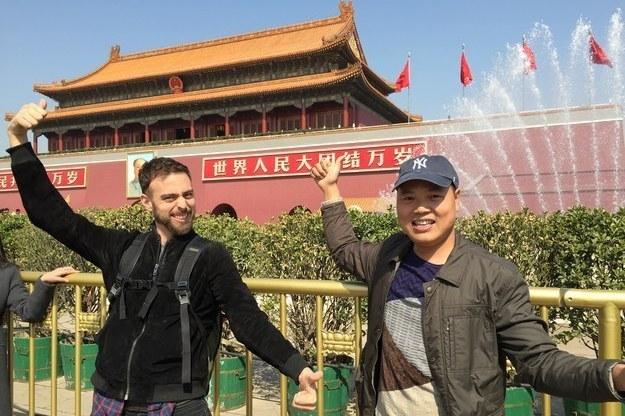 BuzzFeed writer Matt Stopera and "Brother Orange" visit Tiananmen Square in Beijing. BuzzFeed writer Matt Stopera and "Brother Orange" visit Tiananmen Square in Beijing.