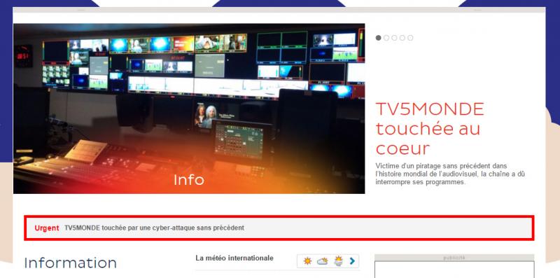 A screen grab of the newly restored TV5Monde website shows its coverage of the hacking attack. A screen grab of the newly restored TV5Monde website shows its coverage of the hacking attack.