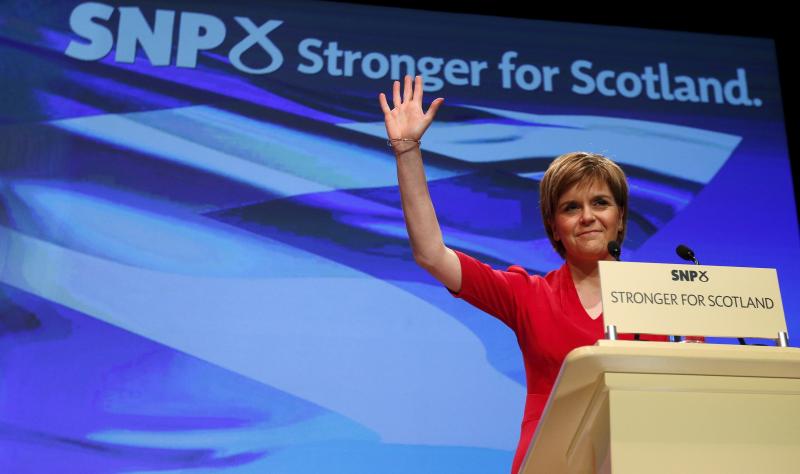 Nicola Sturgeon, Scotland's first minister and leader of the Scottish National Party (SNP), delivers a speech in Glasgow, Scotland, on March 28. After its loss at the polls last year on the issue of Scottish independence, the party has quadrupled its memb Nicola Sturgeon, Scotland's first minister and leader of the Scottish National Party (SNP), delivers a speech in Glasgow, Scotland, on March 28. After its loss at the polls last year on the issue of Scottish independence, the party has quadrupled its memb