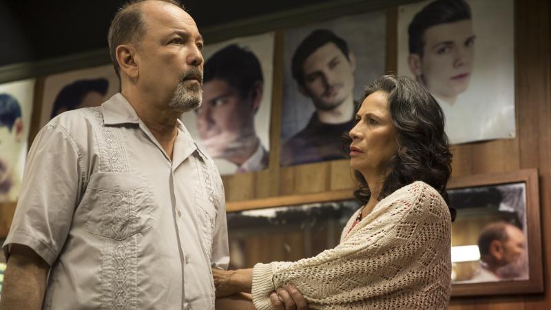 Ruben Blades as Daniel Salazar and Patricia Reyes Spíndola as Griselda Salazar in Fear the Walking Dead. Ruben Blades as Daniel Salazar and Patricia Reyes Spíndola as Griselda Salazar in Fear the Walking Dead.