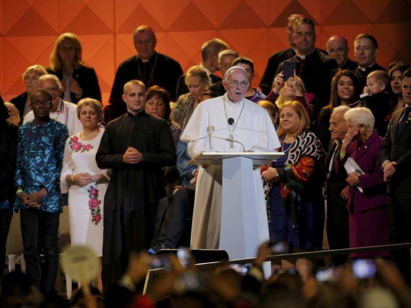 Pope Francis speaks at the Festival of Families in Philadelphia, on Saturday. On Sunday, the pontiff wraps up his six-day visit to the U.S. by celebrating a huge Mass in the city. Pope Francis speaks at the Festival of Families in Philadelphia, on Saturday. On Sunday, the pontiff wraps up his six-day visit to the U.S. by celebrating a huge Mass in the city.