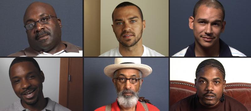 "Question Bridge: Black Males" attempts to represent black male identity in America via a video question-and-answer exchange. At top center is Jesse Williams, the project's executive producer. "Question Bridge: Black Males" attempts to represent black male identity in America via a video question-and-answer exchange. At top center is Jesse Williams, the project's executive producer.
