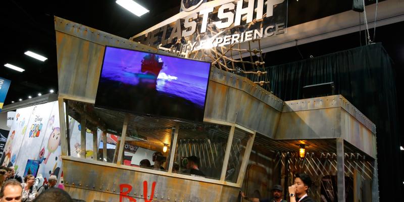 This two-story ship is just one of many enormous marketing displays both inside and outside at San Diego Comic-Con. This two-story ship is just one of many enormous marketing displays both inside and outside at San Diego Comic-Con.