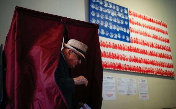 A man casts his ballot at a polling station in Hoboken, N.J., during New Jersey's primary elections June 7. A man casts his ballot at a polling station in Hoboken, N.J., during New Jersey's primary elections June 7.
