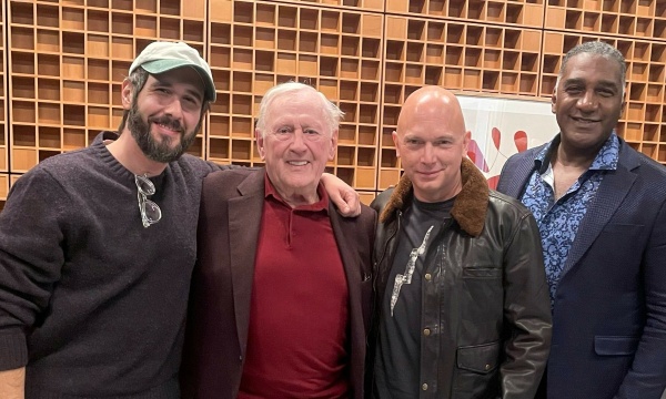 Four Sweeney Todds in one NPR studio: Josh Groban, left, Len Cariou, Michael Cerveris and Norm Lewis.