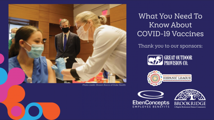 A graphic of a nurse getting a COVID-19 vaccination with her mask on.