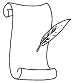 Feather and scroll illustration