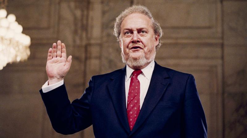 Robert Bork, nominated by President Reagan to the Supreme Court, is sworn in before the Senate Judiciary Committee at his confirmation hearing, Sept. 15, 1987. Robert Bork, nominated by President Reagan to the Supreme Court, is sworn in before the Senate Judiciary Committee at his confirmation hearing, Sept. 15, 1987.