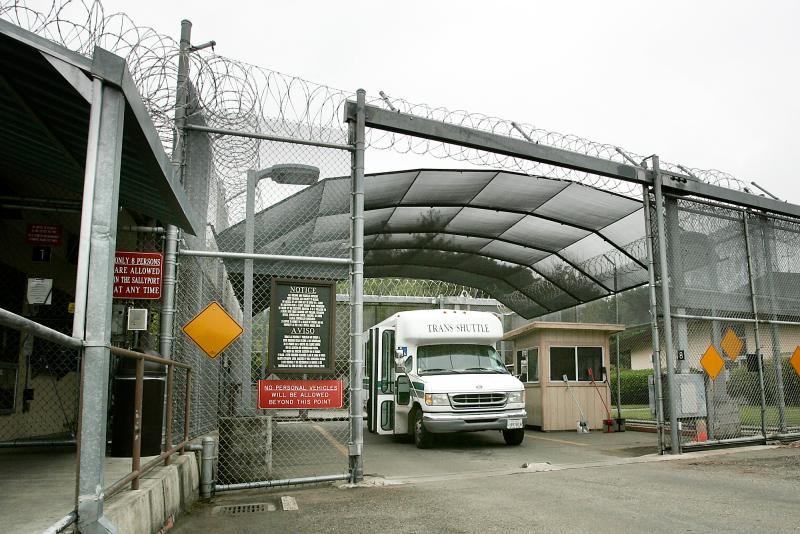 A shuttle bus exits a secure gate at Napa State Hospital after a media tour in 2011. A shuttle bus exits a secure gate at Napa State Hospital after a media tour in 2011.