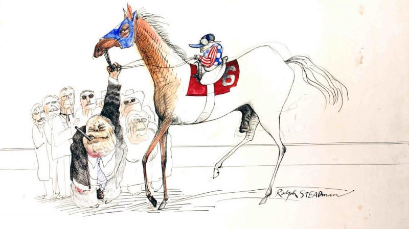 When illustrator Ralph Steadman accepted an assignment with writer Hunter S. Thompson at the Kentucky Derby, he never imagined the weekend that would ensue. Here, Steadman depicts the race's winner, a colt named Dust Commander. When illustrator Ralph Steadman accepted an assignment with writer Hunter S. Thompson at the Kentucky Derby, he never imagined the weekend that would ensue. Here, Steadman depicts the race's winner, a colt named Dust Commander.