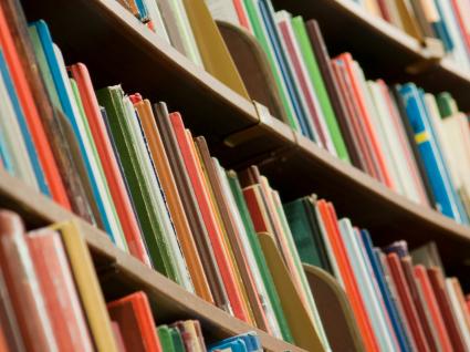 Stock image of books on a shelf Stock image of books on a shelf