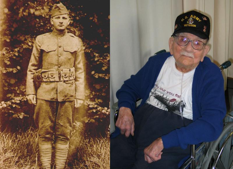 Arthur Fiala, shown here in 1918 and 2005, was a private in the 26th Company of the 20th Engineers Regiment during World War I. Arthur Fiala, shown here in 1918 and 2005, was a private in the 26th Company of the 20th Engineers Regiment during World War I.