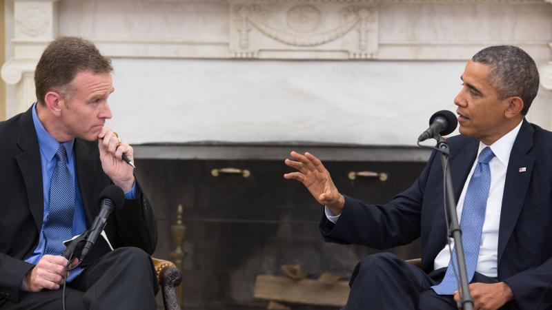 Steve Inskeep interviews President Obama in the Oval Office on Monday for NPR's Morning Edition. Steve Inskeep interviews President Obama in the Oval Office on Monday for NPR's Morning Edition.