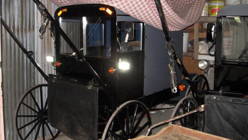 One Amish family in Lancaster County, Pa., has three horse-pulled buggies they store in a barn. They all have electric lights powered by rechargeable batteries. One of the buggies even has battery-powered windshield wipers. One Amish family in Lancaster County, Pa., has three horse-pulled buggies they store in a barn. They all have electric lights powered by rechargeable batteries. One of the buggies even has battery-powered windshield wipers.