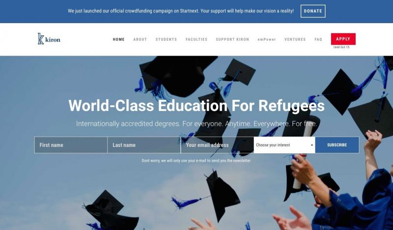 Kiron University, geared to refugees and displaced people, offers two years of online study toward a bachelor's degree. Students complete the degree at partner universities. Kiron University, geared to refugees and displaced people, offers two years of online study toward a bachelor's degree. Students complete the degree at partner universities.