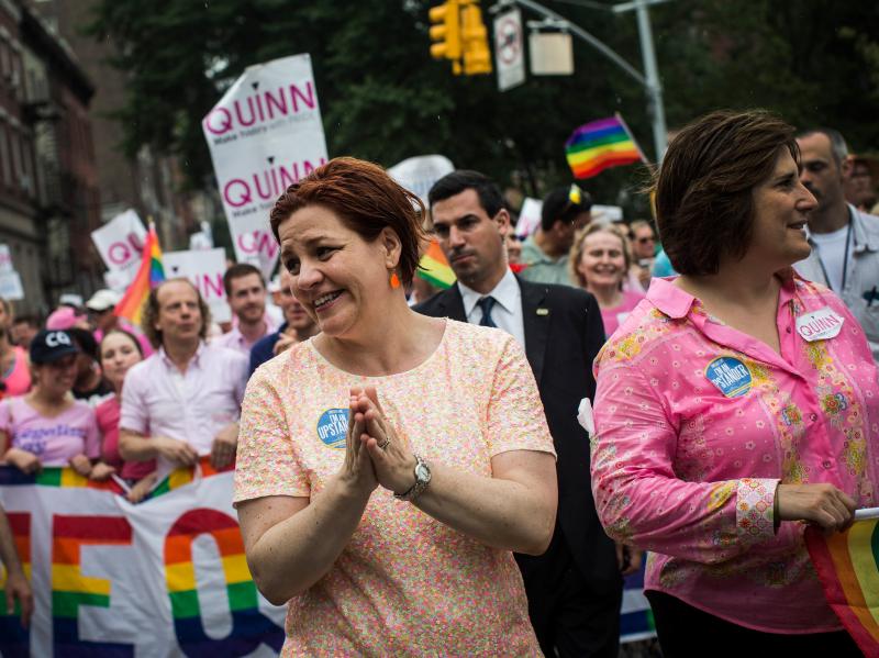 Mayoral candidate Christine Quinn marches in the New York Gay Pride Parade on June 30. Mayoral candidate Christine Quinn marches in the New York Gay Pride Parade on June 30.