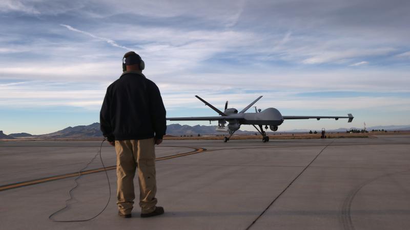 A Predator drone operated by the U.S. Customs and Border Protection Office of Air and Marine taxis for a flight over southern Arizona near the Mexican border on March 7 from Fort Huachuca in Sierra Vista, Ariz. A Predator drone operated by the U.S. Customs and Border Protection Office of Air and Marine taxis for a flight over southern Arizona near the Mexican border on March 7 from Fort Huachuca in Sierra Vista, Ariz.