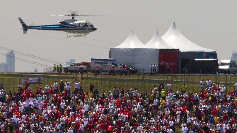 A helicopter carries VIPs to the Brazilian Grand Prix in Sao Paulo in 2010. Politicians taking expensive helicopters and government planes have generated controversy in Brazil. A helicopter carries VIPs to the Brazilian Grand Prix in Sao Paulo in 2010. Politicians taking expensive helicopters and government planes have generated controversy in Brazil.