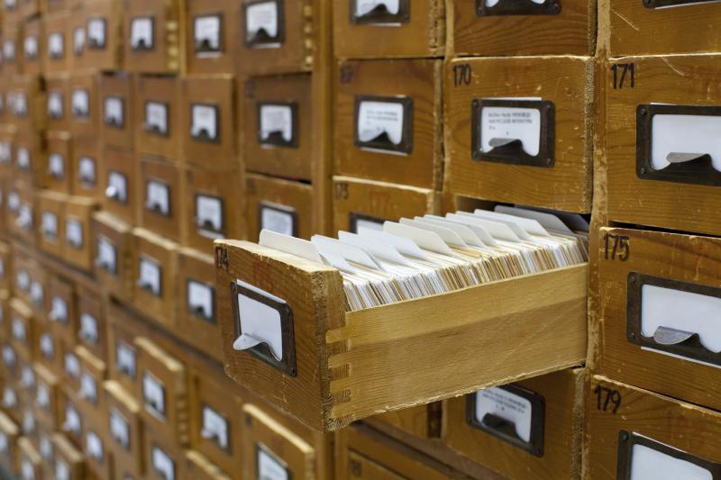 A card catalog A card catalog