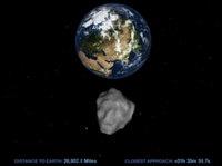 This computer image from a NASA video shows the small asteroid 2012 DA14 on its path as it passes by Earth on Feb. 15. This computer image from a NASA video shows the small asteroid 2012 DA14 on its path as it passes by Earth on Feb. 15.