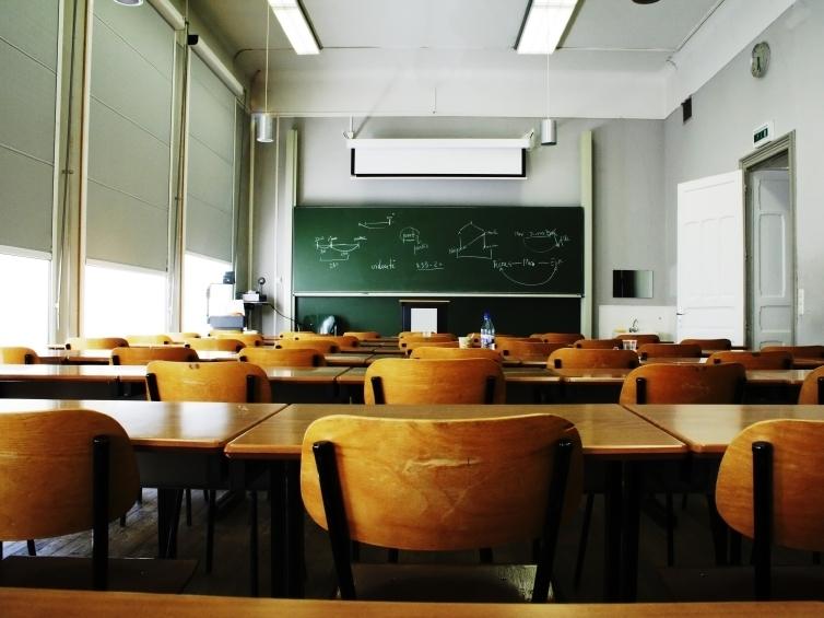 A large, empty classroom. A large, empty classroom.