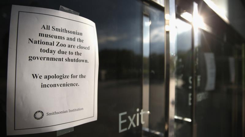Shutdown signs have been posted at the National Museum of American History and other Smithsonian Institution museums, which will remain closed as long as the government is. Shutdown signs have been posted at the National Museum of American History and other Smithsonian Institution museums, which will remain closed as long as the government is.