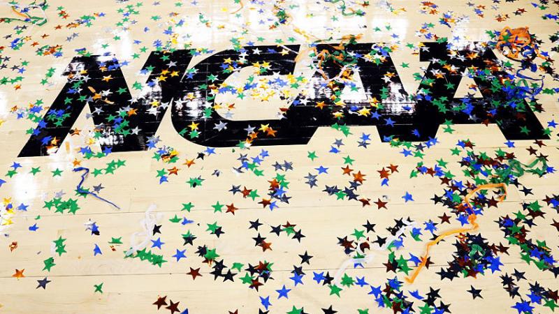 Confetti is seen on the NCAA logo after the Kentucky Wildcats defeat the Kansas Jayhawks 67-59 in the championship game of the 2012 NCAA Division I Men's Basketball Tournament at the Mercedes-Benz Superdome on April 2, 2012, in New Orleans. Confetti is seen on the NCAA logo after the Kentucky Wildcats defeat the Kansas Jayhawks 67-59 in the championship game of the 2012 NCAA Division I Men's Basketball Tournament at the Mercedes-Benz Superdome on April 2, 2012, in New Orleans.