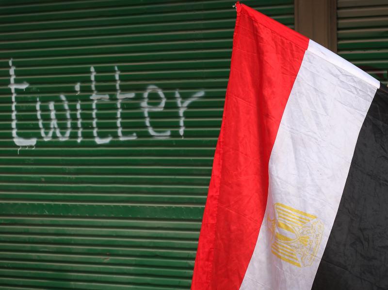 A shop in Tahrir Square is spray-painted with the word "twitter" after the government shut off Internet access in February 2011 in Cairo, Egypt. A shop in Tahrir Square is spray-painted with the word "twitter" after the government shut off Internet access in February 2011 in Cairo, Egypt.