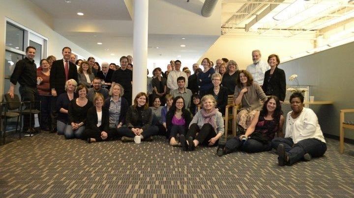 Fresh Air's staff, surrounded by employees of WHYY at their 25th-anniversary party. Fresh Air's staff, surrounded by employees of WHYY at their 25th-anniversary party.