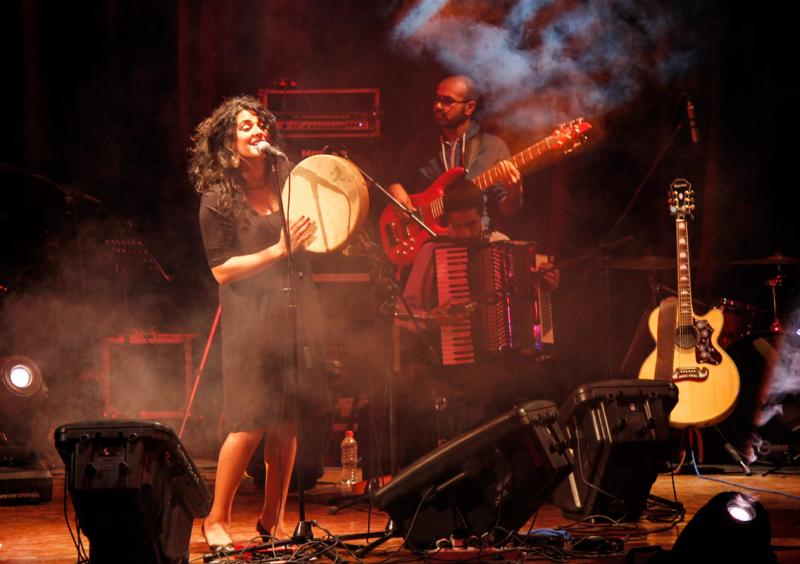 Egyptian folk singer Dina El Wedidi performs at Qasr El Nil Theater during the Downtown Cairo Arts Festival. Wedidi says efforts to revitalize venues like the Qasr El Nil are important because there aren't enough places for musicians of the post-revolutio Egyptian folk singer Dina El Wedidi performs at Qasr El Nil Theater during the Downtown Cairo Arts Festival. Wedidi says efforts to revitalize venues like the Qasr El Nil are important because there aren't enough places for musicians of the post-revolutio