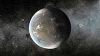 This is an artist's illustration of Kepler-62f, a planet in the "habitable zone" of a star that is slightly smaller and cooler than ours. Kepler-62f is roughly 40 percent larger than Earth. This is an artist's illustration of Kepler-62f, a planet in the "habitable zone" of a star that is slightly smaller and cooler than ours. Kepler-62f is roughly 40 percent larger than Earth.