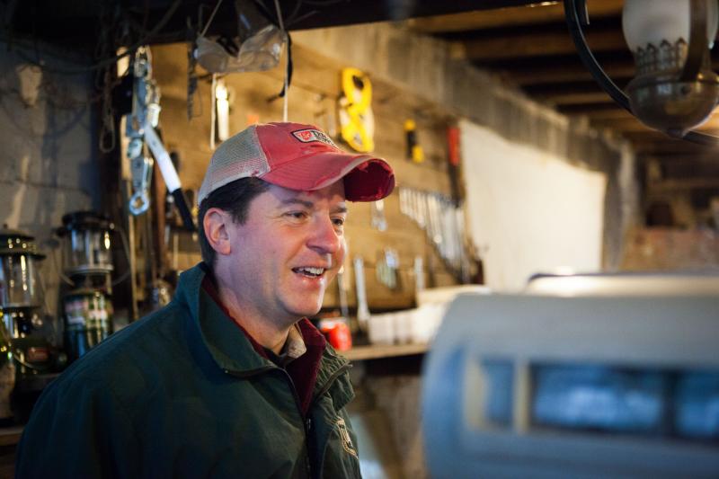 Chris Guerre has made a number of improvements to the farm while he has lived there including repurposing an air compressor to force water up from the properties well and building a new chicken coop. Chris Guerre has made a number of improvements to the farm while he has lived there including repurposing an air compressor to force water up from the properties well and building a new chicken coop.