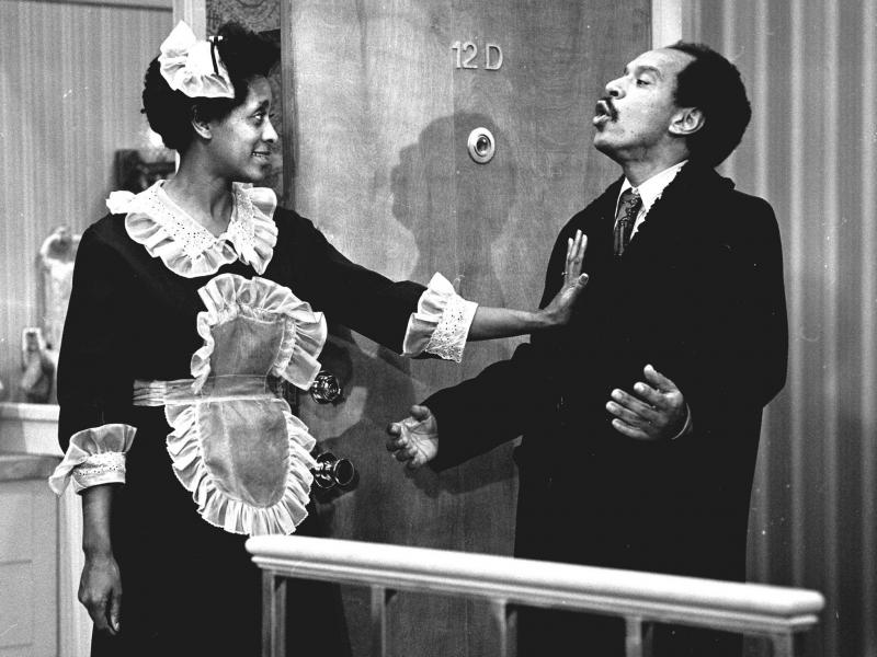 Actress Marla Gibbs (as maid Florence Johnston) and actor Sherman Hemsley (as her boss, George Jefferson), appear in an episode of The Jeffersons. Actress Marla Gibbs (as maid Florence Johnston) and actor Sherman Hemsley (as her boss, George Jefferson), appear in an episode of The Jeffersons.