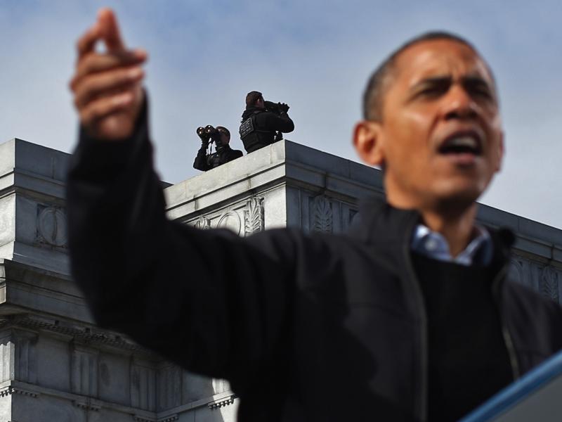 A Secret Service counter-sniper team looks out on the area as President Obama campaigns at a rally on Nov. 4, 2012, in Concord, N.H. A Secret Service counter-sniper team looks out on the area as President Obama campaigns at a rally on Nov. 4, 2012, in Concord, N.H.