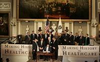 Then-Gov. Mitt Romney signs the Massachusetts health care bill in Boston on April 12, 2006. Then-Gov. Mitt Romney signs the Massachusetts health care bill in Boston on April 12, 2006.