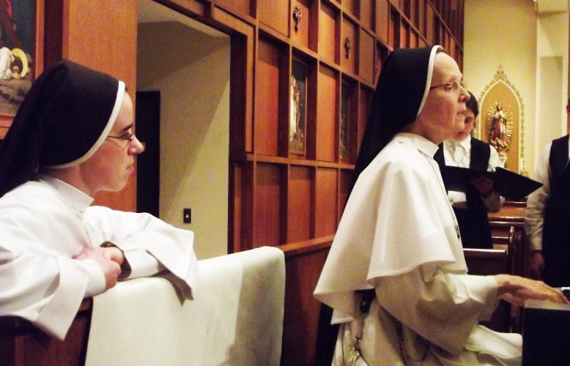 Sister Joseph Andrew Bogdanowicz (right), vicaress general and music director for Dominican Sisters of Mary. On the group's new album, she plays organ and composed three selections. Sister Joseph Andrew Bogdanowicz (right), vicaress general and music director for Dominican Sisters of Mary. On the group's new album, she plays organ and composed three selections.