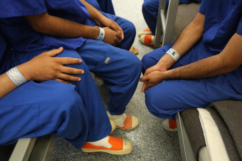 The federal immigration detention center in Florence, Ariz., is one of about 250 such facilities around the country. Immigration and Customs Enforcement (ICE) is required to house 34,000 immigration detainees per day, nationwide. The federal immigration detention center in Florence, Ariz., is one of about 250 such facilities around the country. Immigration and Customs Enforcement (ICE) is required to house 34,000 immigration detainees per day, nationwide.