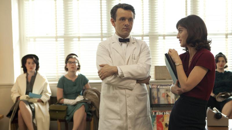 Michael Sheen and Lizzy Caplan portray pioneering sex researchers William Masters and Virginia Johnson in a new Showtime series. Michael Sheen and Lizzy Caplan portray pioneering sex researchers William Masters and Virginia Johnson in a new Showtime series.