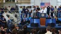 President Obama speaks at Ellicott Dredges in Baltimore on May 17. The trip followed a visit by the company's president to Capitol Hill to testify in support of the Keystone XL pipeline. The White House says Obama's speech had nothing to do with Keystone, President Obama speaks at Ellicott Dredges in Baltimore on May 17. The trip followed a visit by the company's president to Capitol Hill to testify in support of the Keystone XL pipeline. The White House says Obama's speech had nothing to do with Keystone,