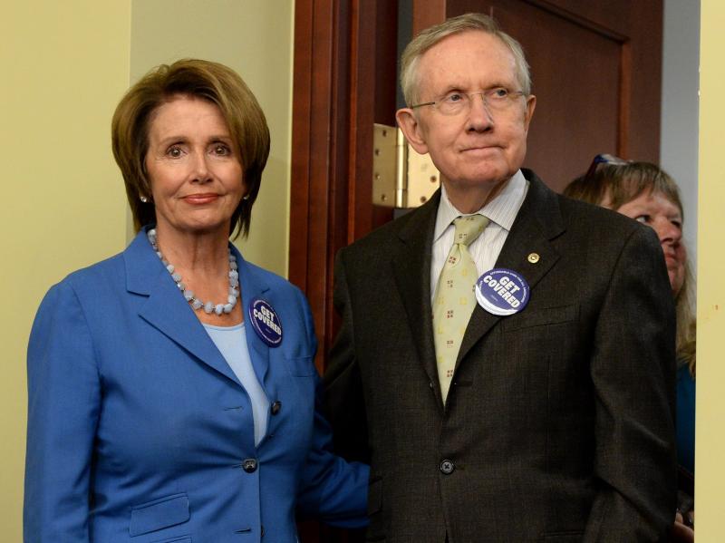 House Minority Leader Nancy Pelosi and Senate Majority Leader Harry Reid celebrate the open enrollment of the Affordable Care Act on Tuesday. During the government shutdown, the Democrats have been more unified than they have been in a long time. House Minority Leader Nancy Pelosi and Senate Majority Leader Harry Reid celebrate the open enrollment of the Affordable Care Act on Tuesday. During the government shutdown, the Democrats have been more unified than they have been in a long time.