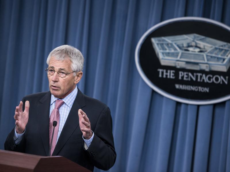 The Pentagon extended military benefits to same-sex spouses this summer, but some states have been resisting. Defense Secretary Chuck Hagel called that resistance "wrong" on Thursday. The Pentagon extended military benefits to same-sex spouses this summer, but some states have been resisting. Defense Secretary Chuck Hagel called that resistance "wrong" on Thursday.